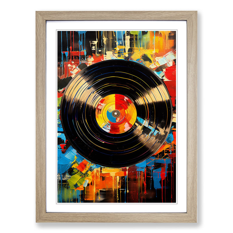 Vinyl Record Abstract No.3 - Framed Print, Oak , 34cm H x 25cm W x 2cm D