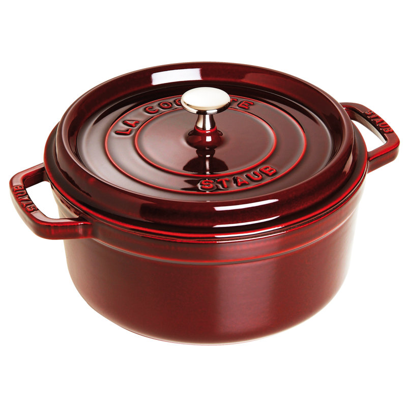La Cocotte Cast Iron Round Cocotte, 13.25 quarts, Grenadine
