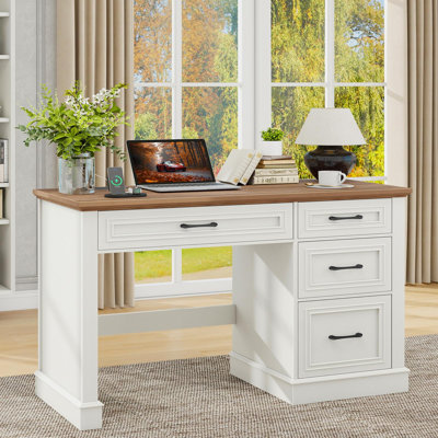 Farmhouse 47" Executive Desk With Charging Station