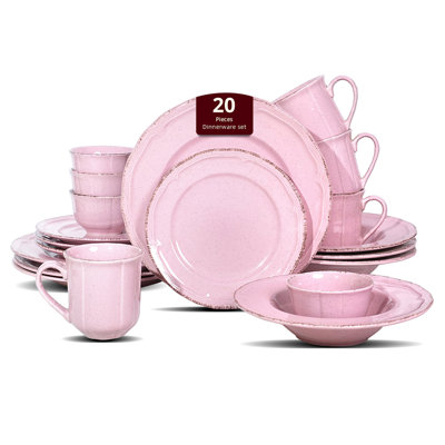 Service de table en grès émaillé antique HomeVSS French Country, 20 pièces, service pour 4