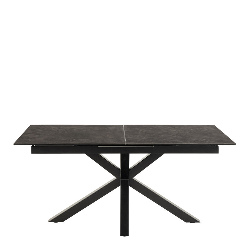 Harrisonburg Extendable Metal Base Dining Table, Black, 76cm H x 90cm W x 210cm L