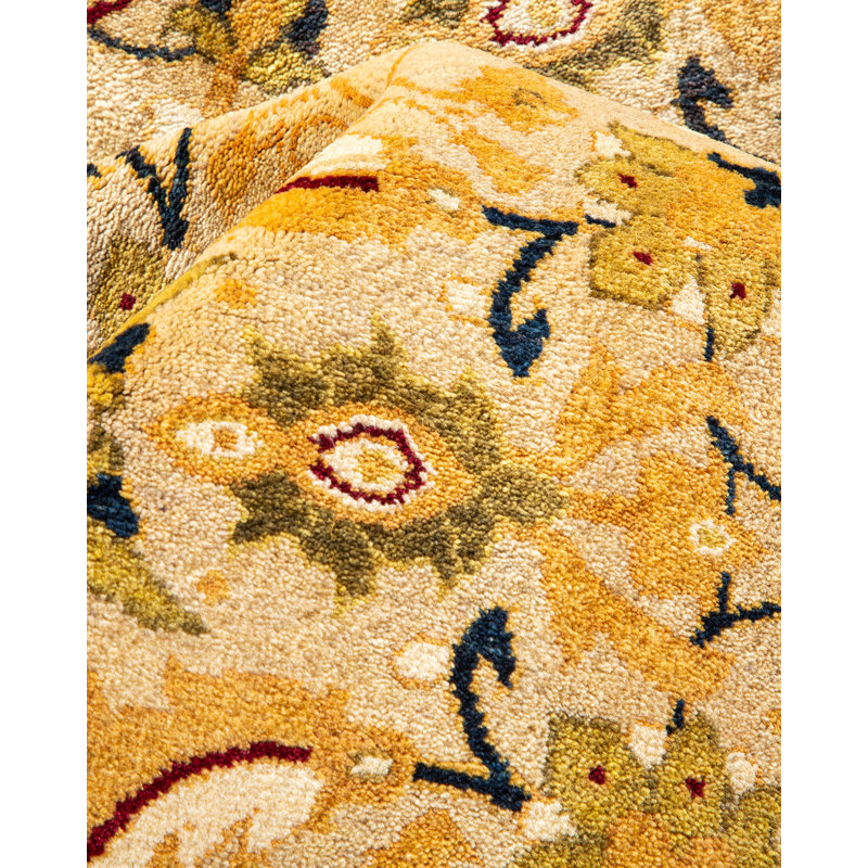 Tapis ivoire noué à la main de conception unique 8 pi 2 po x 10 pi 3 po Keenan