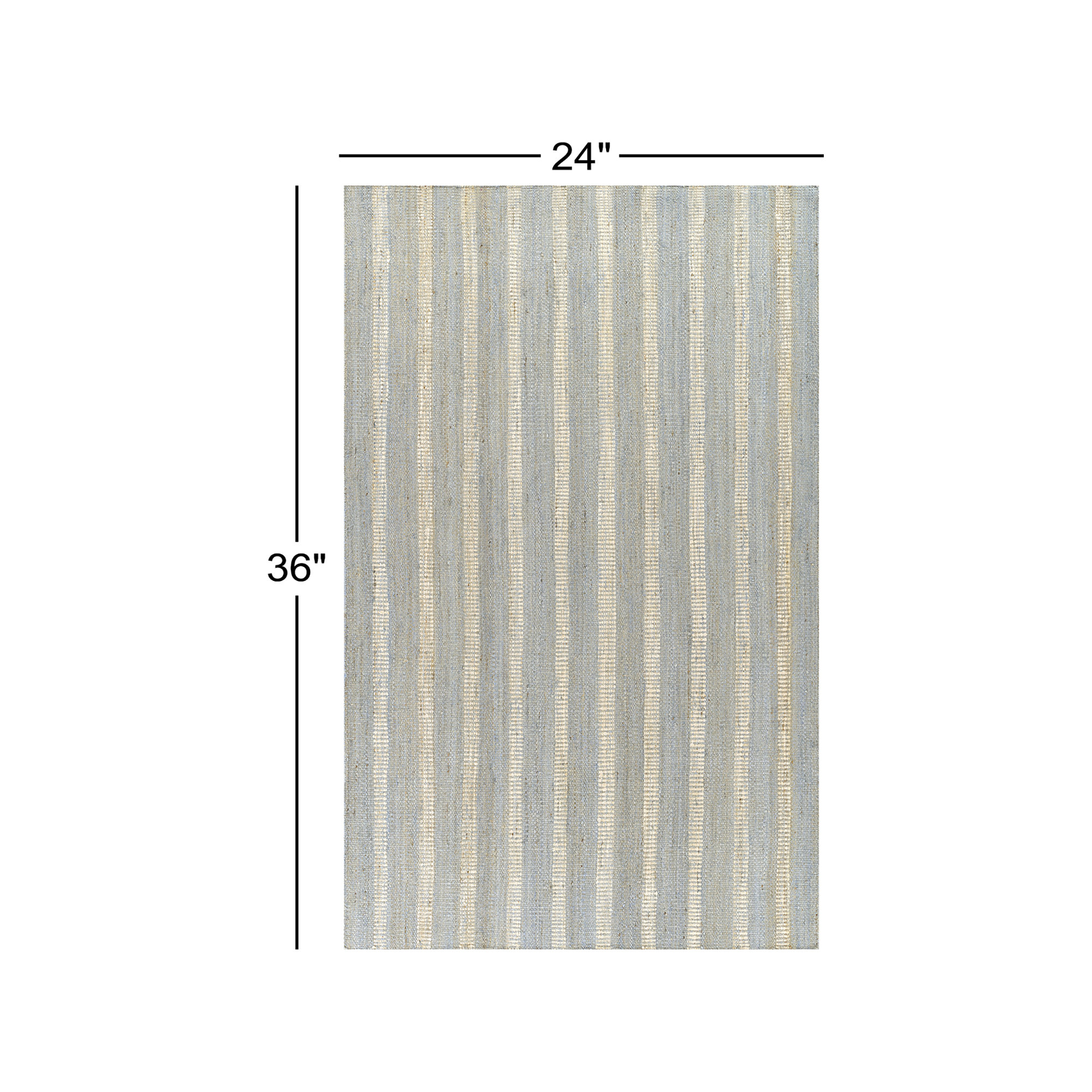 Aadison Hand Woven Jute Striped Blue Area Rug , Rectangle 2' x 3'