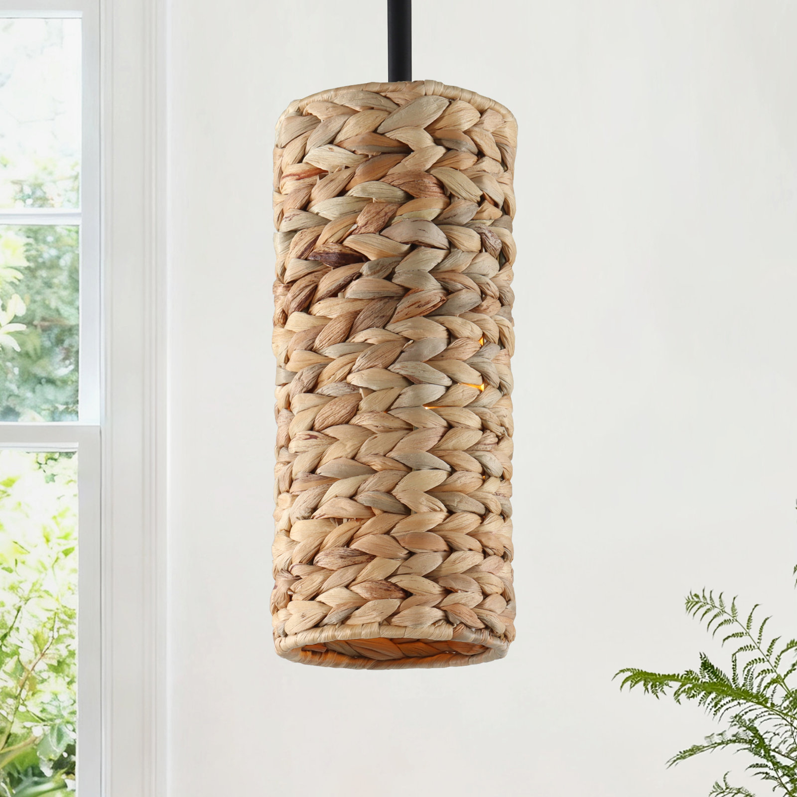 Dimmable Handwoven Rattan Single Light Pendant