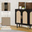 Buffet Ebern Designs, armoire de rangement avec portes en rotin, console avec 4 portes, armoire d'appoint avec pieds en bois massif pour le salon-478181217