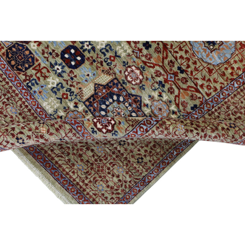 Hand Knotted Wool Area Rug in Beige, Rectangle 6'1" x 8'11"