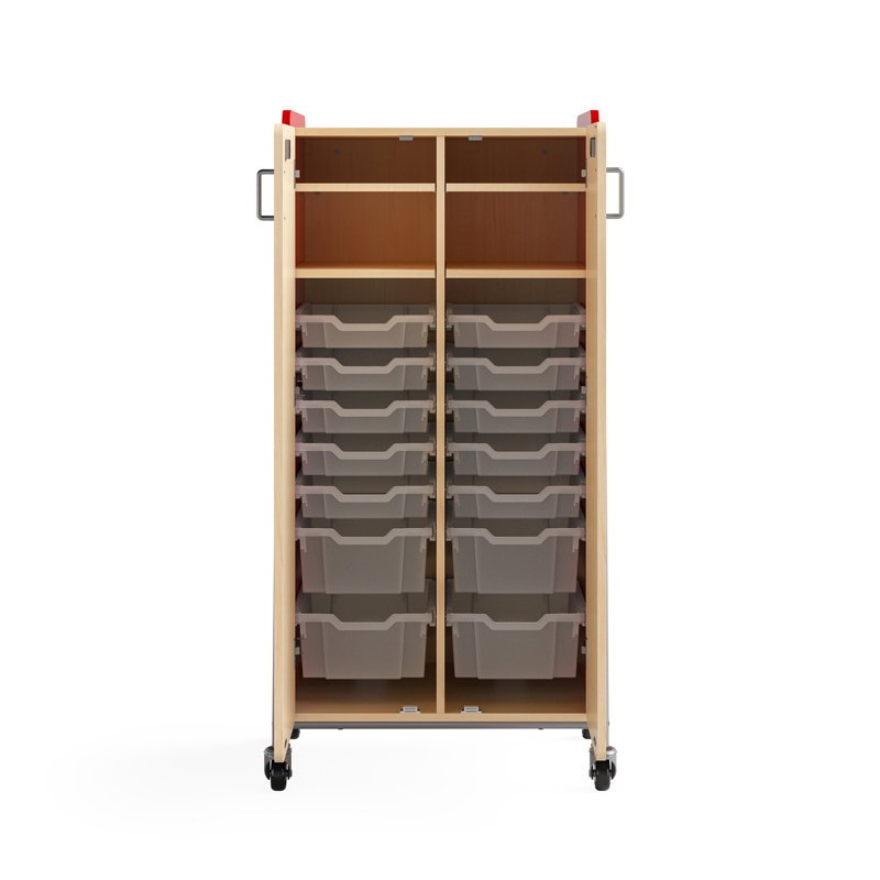 Chariot fourre-tout 18 compartiments avec bacs Whiffle, Rouge