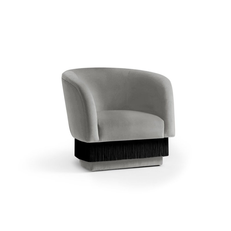 La Folie Barrel Chair, Fog Velvet