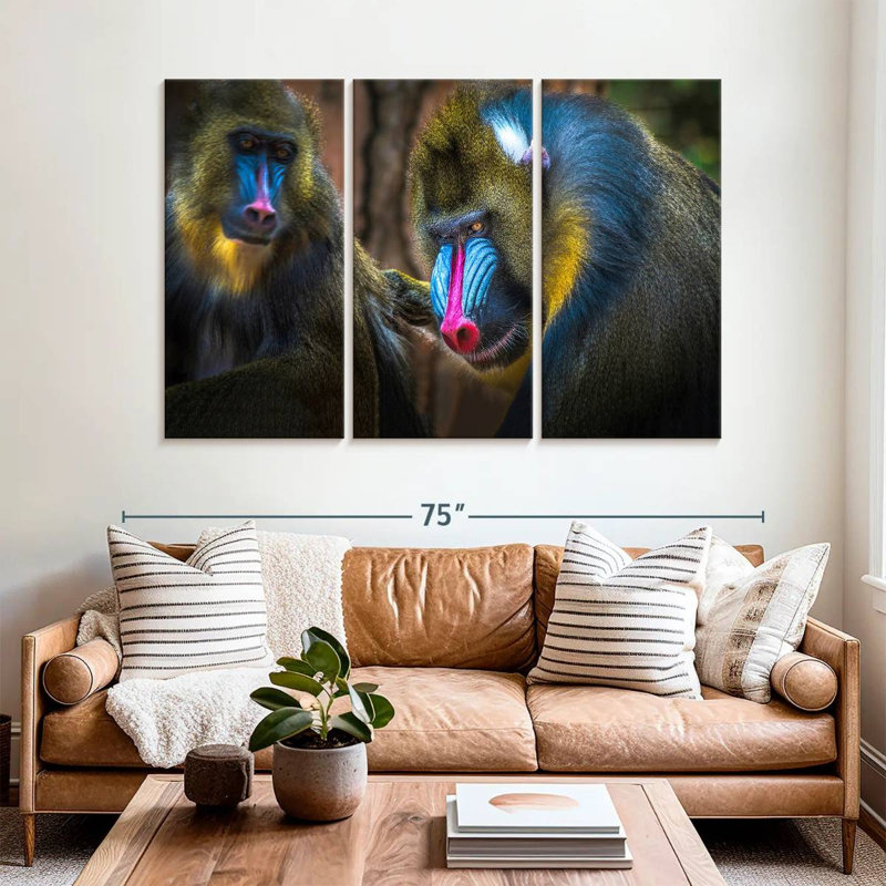 Two Mandrill Monkeys, 42" H x 65" W
