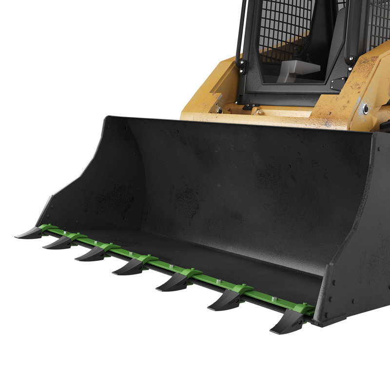 Barre à dents en acier robuste pour chargeur de tracteur - capacité de 4 560 lb - Pointe dentée noire + queue dentée verte | 60 pouces