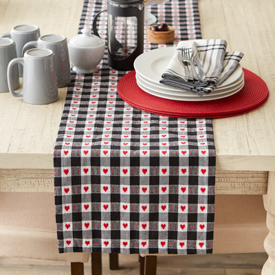 Chemin de table HEARTS DOBBY CHECK 14X72