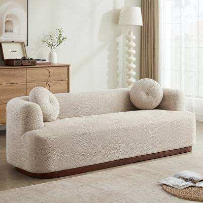 Arcora Boneless 3-Seater Modern Organic Compression Sofa with Rubber Wood Base