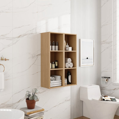 Armoire de rangement murale avec tablettes ouvertes