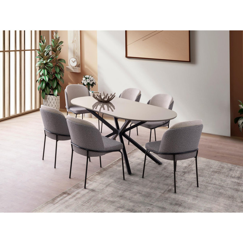 Modern Dining Table, Light Mocha, 70.9 x 31.1 x 31.1 inches | 100% MDF with Sturdy Iron Legs, Supports Up to 220 lbs | Elegant Solid Color Design for Contemporary Dining Rooms & Entertaining Spaces