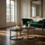 Ensemble de 2 tables d'appoint modernes modernes en similicuir avec base en métal noir, table d'appoint pour salon, brun foncé-1183117300