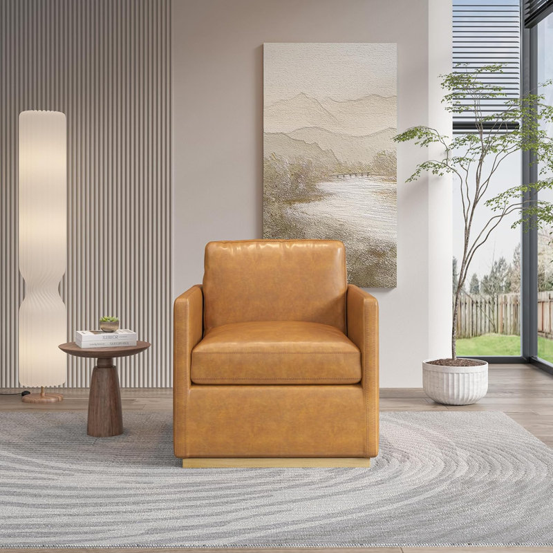 Chaise pivotante Premium (ensemble de 2), Similicuir brun