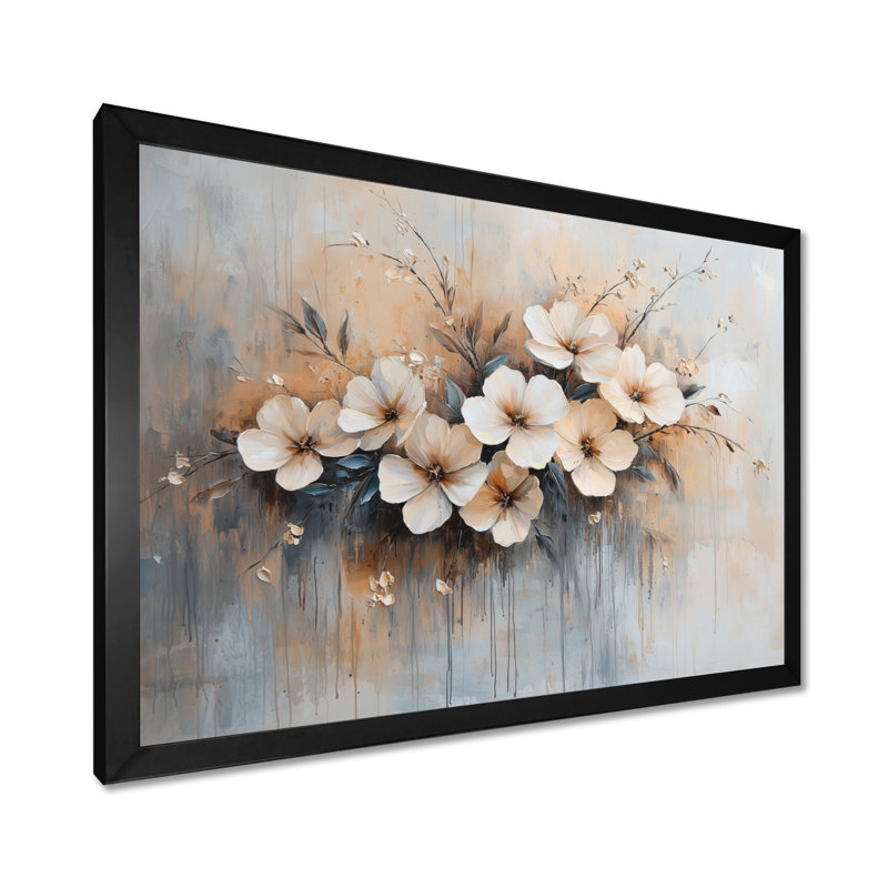 Espinosa Gold White Garden Blossom Violets II - Violets, art mural de salon, Reproduction encadrée d'une seule photo, Noir