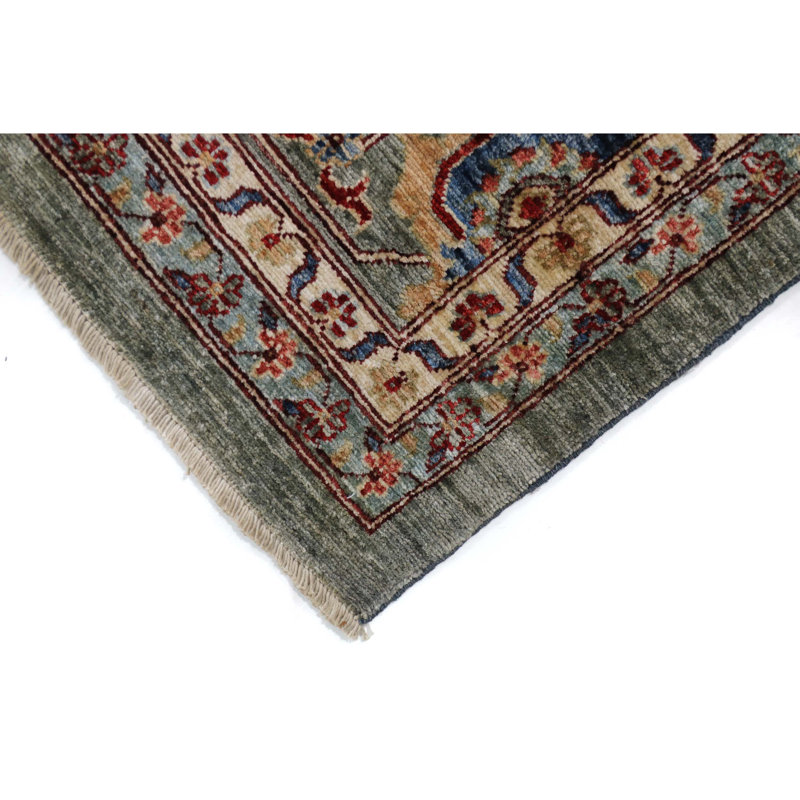 High-Quality Hand-Knotted Green Area Rug