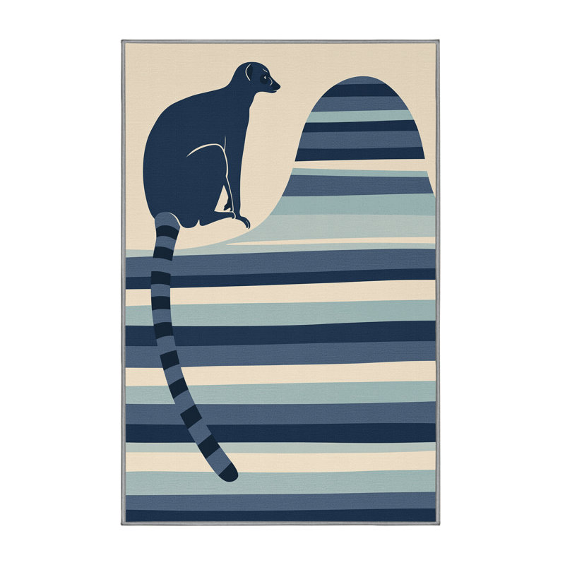 Machine Washable Pavanvir Lemur Casual Striped Rug in Gray – Gray Binding, 3x5
