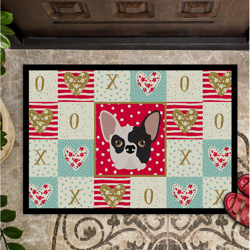 Bouledogue français 36 po x 24 po tapis d’extérieur antidérapant pour l’intérieur Carreon