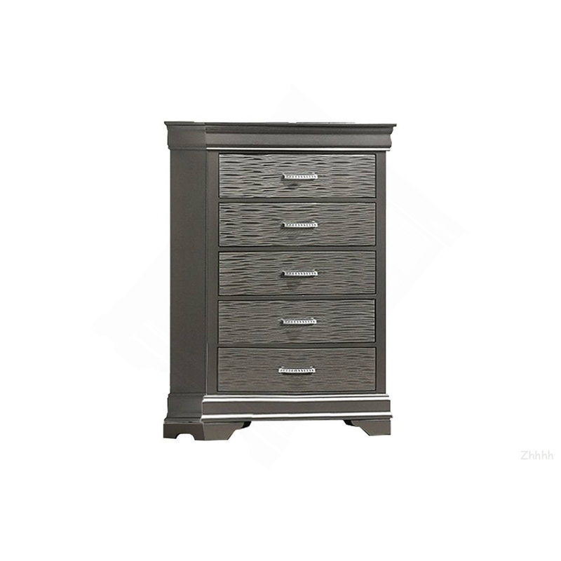 Mobilier de chambre à coucher moderne à finition grise avec tiroirs 1 pièce Modern Transitional