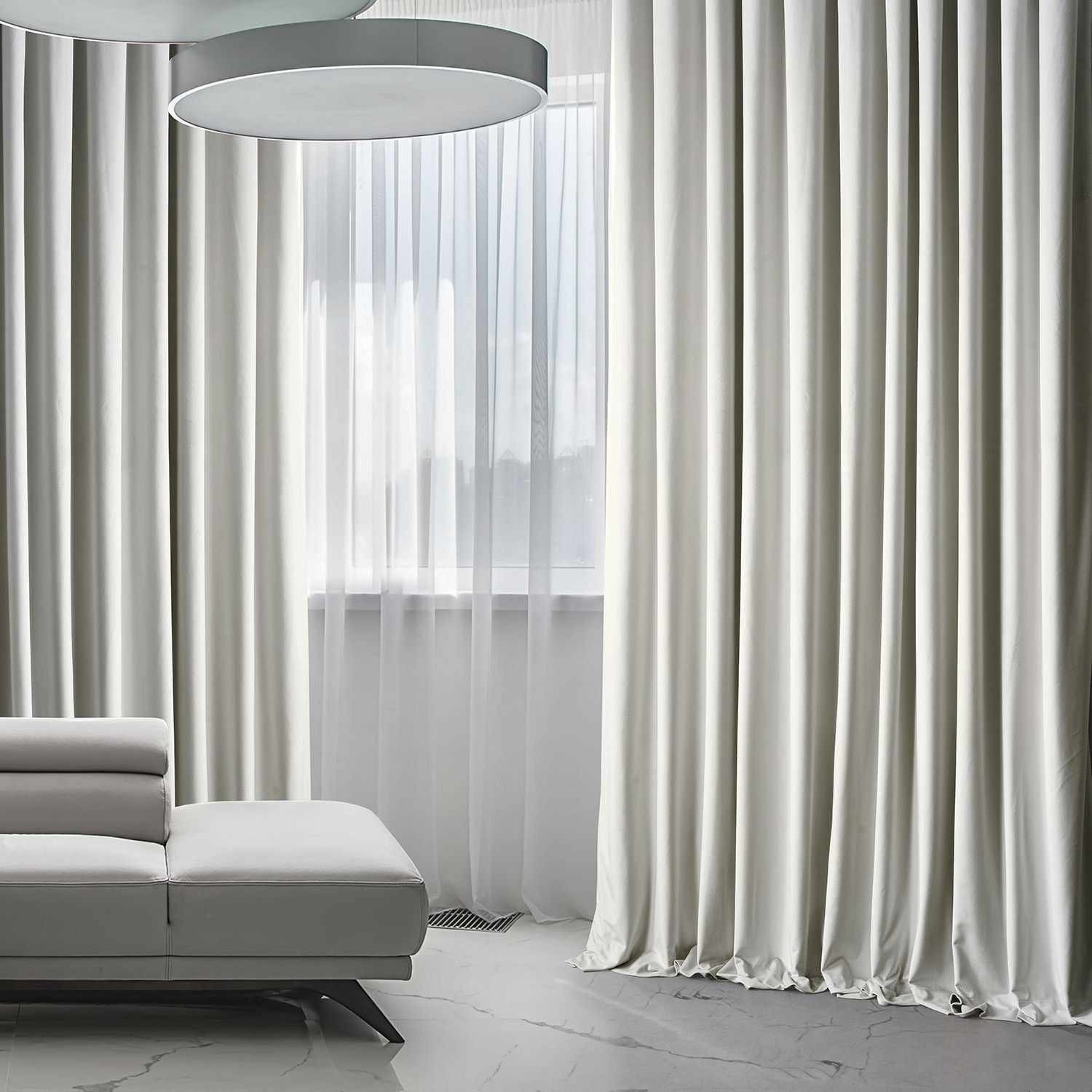 Loria Plush Velvet Blackout Curtain Panel, Misty White, 50" W x 120" L