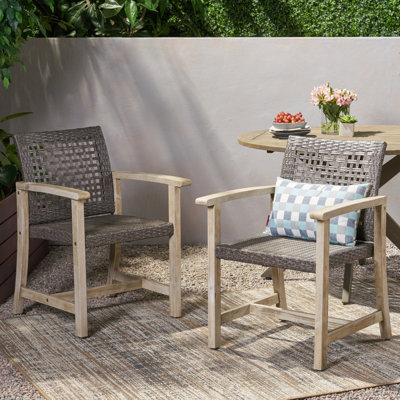 Chaise de salle à manger en bois et osier Hampton (ensemble de 2)
