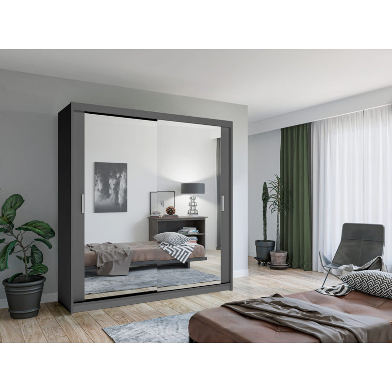 Harmindur 2 Door Wardrobe, Black, 217cm H x 120cm W x 62cm D