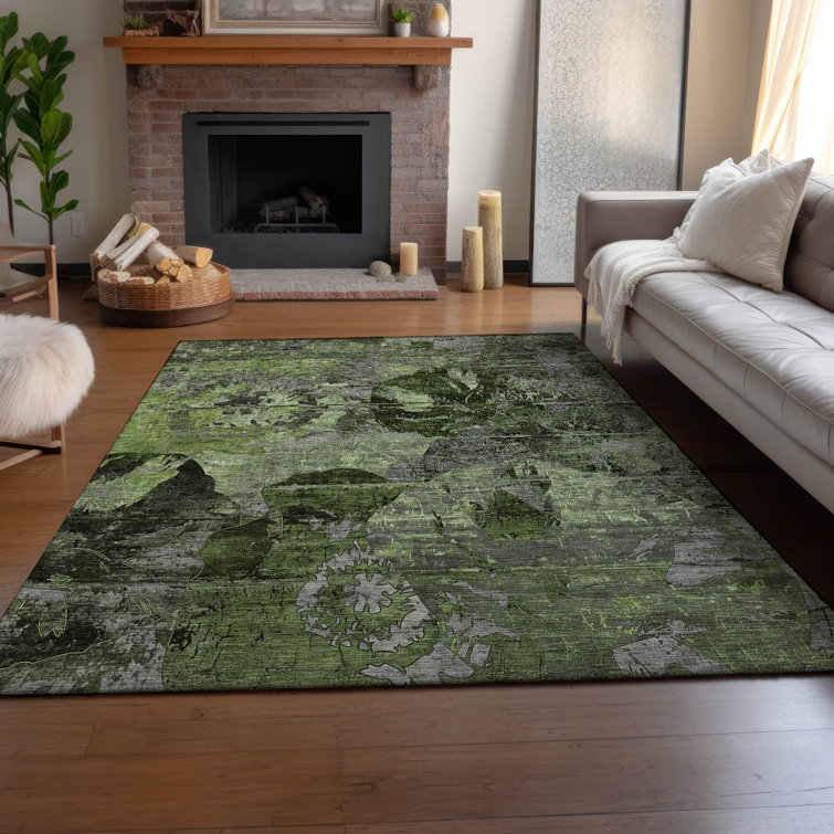 Premium Machine Washable Cerrito AMF555 Green Rug