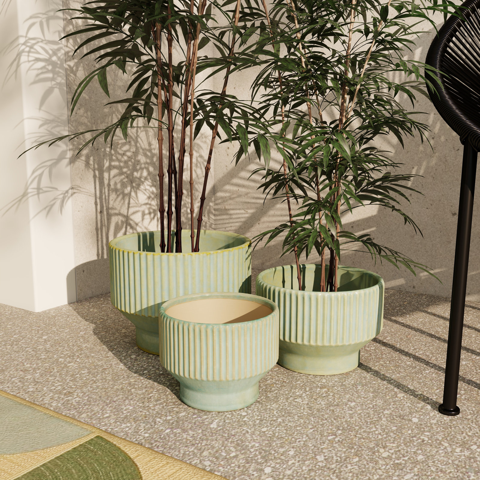 Destina 10" Ceramic Pot Planter, Green
