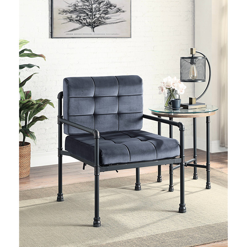 Fauteuil d'appoint en velours gris, mousse D20, 35 po Largeur de l'emballage, coussin de dossier confortable en mousse à mémoire de forme, 27,22 lb Poids