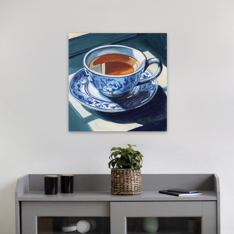 Chinoiserie Tea Time, art contemporain, H 18 po x l 18 po