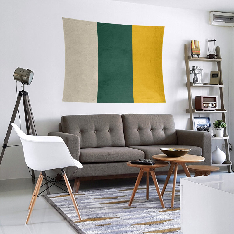 Tapisserie de polyester Minnesota, H 68 po x l 80 po, Blé du Minnesota / vert forêt / récolte dorée