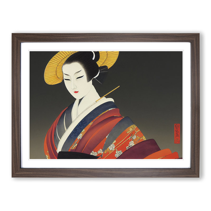 Desirable Geisha - Single Picture Frame Print, 25cm H x 34cm W, Walnut