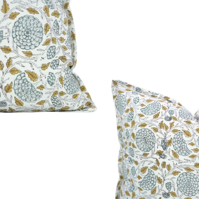 Housse de coussin en coton à imprimé fleuri double Fab Fabine - Karwacauth, Rectangle H 12 po x l 20 po