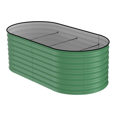 6x3x2 ft Galvanized Raised Garden Bed, Heavy-Duty Oval Metal Planter Box with Open Bottom & Safe Edges