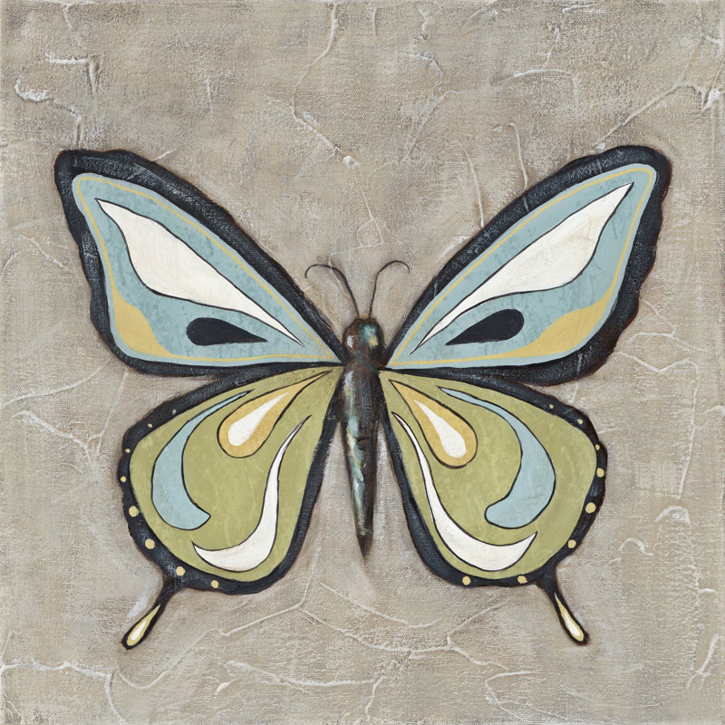 Graphic Spring Butterfly I by Jade Reynolds - Wrapped Canvas Painting, 30cm H x 30cm W