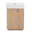 Solutions de rangement élégantes MDF transitionnel grain de bois pour les salles de bain compactes