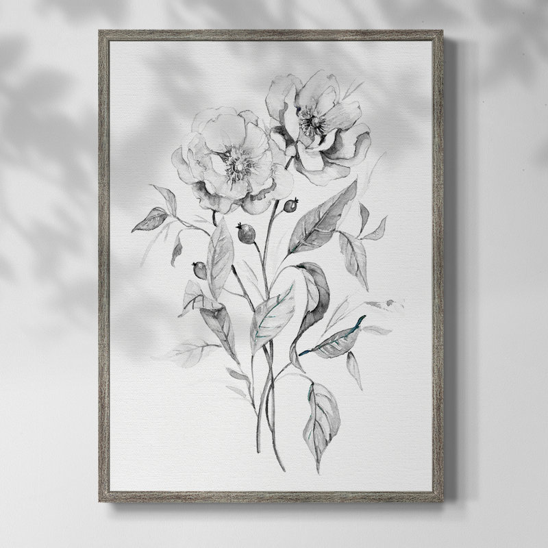 «Wild Roses», reproduction encadrée en bois massif, H 11 po x l 9 po