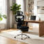 Fauteuil de bureau ergonomique en filet avec coussin de massage lombaire, dossier divisé réglable, accoudoirs multidirectionnels et repose-pieds rétractable, fauteuil de bureau inclinable pour bureau à domicile