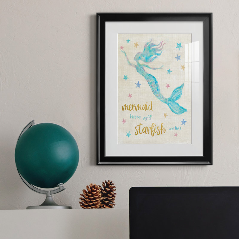 Mermaid Kisses - Peinture encadrée, Noir, H 18,5 po x l 24,5 po x P 1,5 po