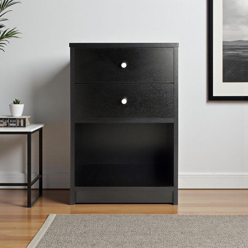 Aniyyah Black Accent Chest With Two Drawers And One Shelf, 23.74'' H X 15.75'' W X 11.63" D