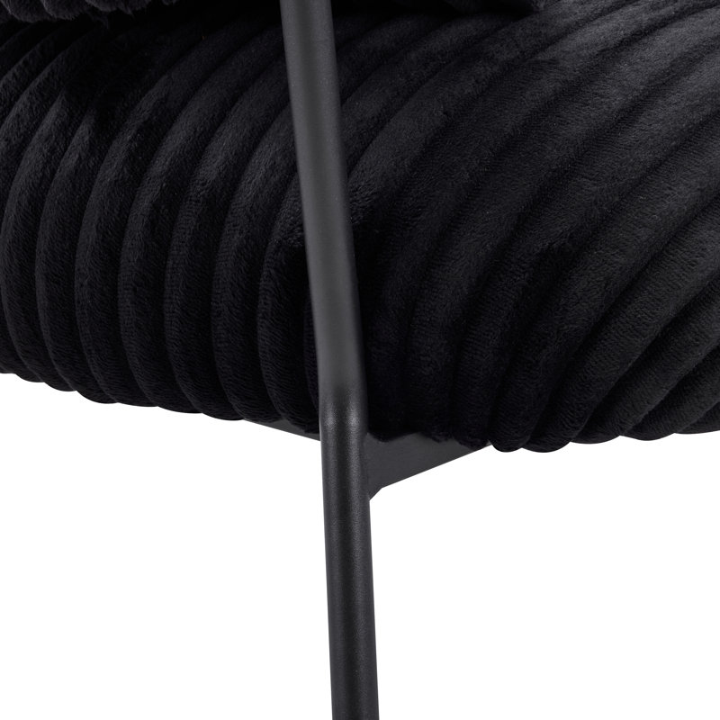 Ensemble de 2 fauteuils d'appoint rembourrés en velours côtelé avec coussin lombaire Aldarondo, Noir