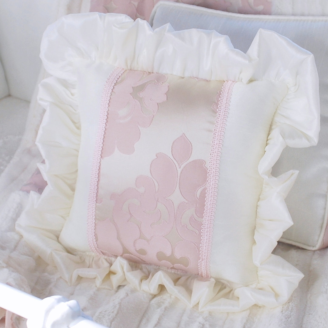 Blush Petal Ruffled Cotton Blend Throw Pillow Blueberrie Kids