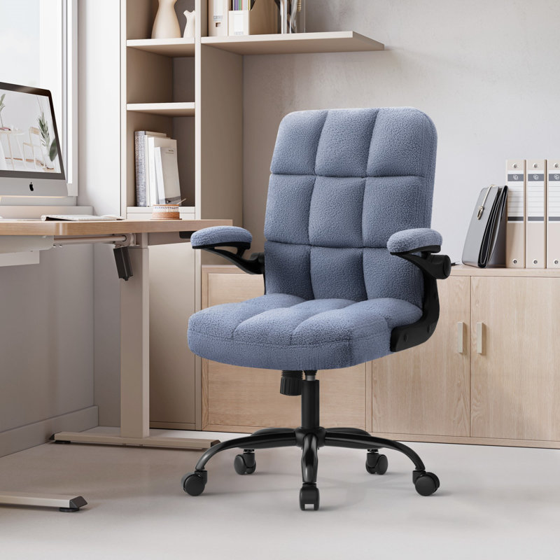 Chaise de cadre ergonomique, Bleu marine, Noir, Molleton pelucheux