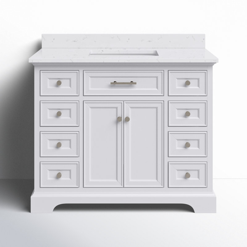 Thompson 42" W Single Bathroom Vanity, White/Brushed Nickel