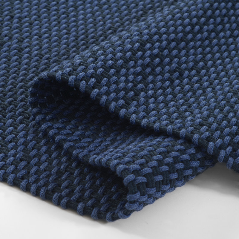 Marseille Hand Woven Geometric Blue Indoor Outdoor Rug, Runner 2'6" x 8'