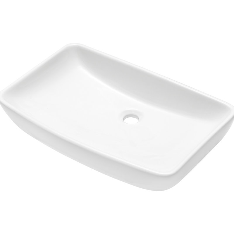 Lavabo vasque de salle de bain rectangulaire en céramique blanche 24 po x 15 po - moderne, élégant, teinté, idéal pour de multiples environnements d'apparence moderne, comptoir facile à installer