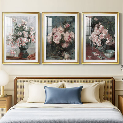 Imprimé floral rétro CCL XXVI - impression encadrée sur mesure de qualité supérieure - 3 pièces