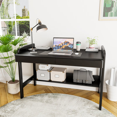 Bureau en bois massif avec tiroirs, bureau manuel à hauteur réglable avec trou pour câbles